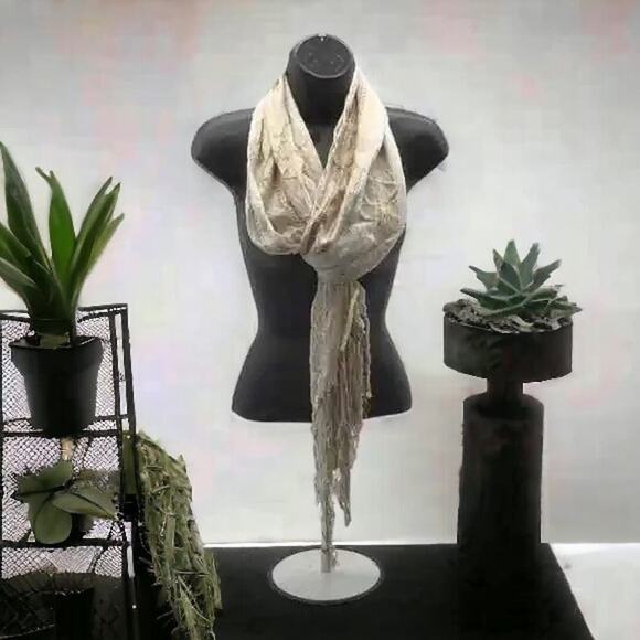 Collection Scarf 18 New Taupe with Knotthed Fringe - Picture 1 of 15